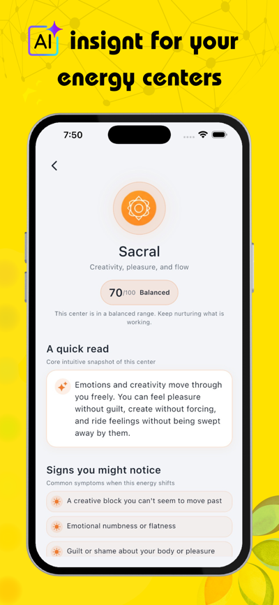 Nyra chakra test and healing app screenshot